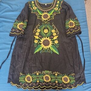 Black Dress With Sunflower Design